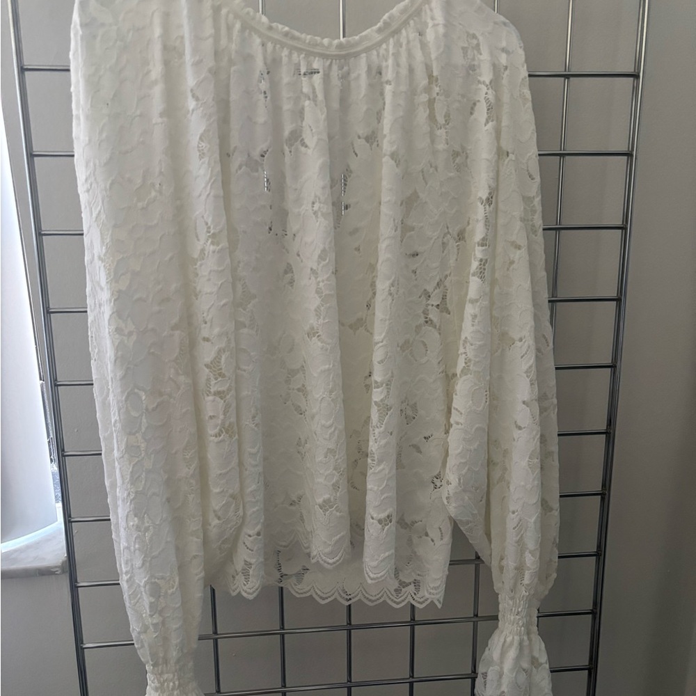 Free People Cream Lace Blouse